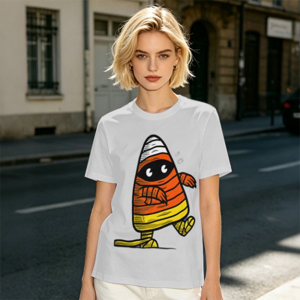 Olive T-Shirt with Mummy Candy Corn Halloween Graphic