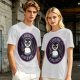 Olive t-shirt with angry penguin holding knife and I Choose Violence print