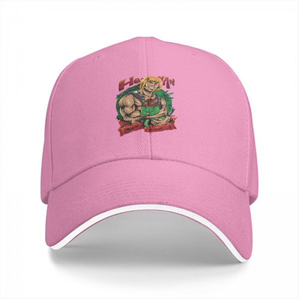 Black Baseball Cap with He-Man Graphic Print