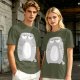 Olive Green T-Shirt With Grumpy Chubby Gray Cat Graphic