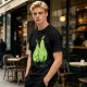 Olive Green T-Shirt With Two Cartoon Pears In Love Graphic
