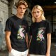 Olive T-shirt with Dancing Rainbow Unicorn Graphic Print