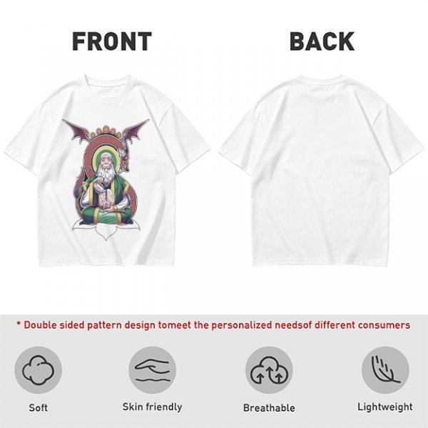 Olive T-Shirt With Meditating Wise Old Man And Dragon Art Print