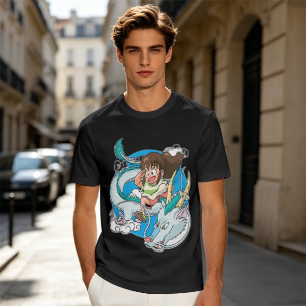 Spirited Away Chibi Haku and Chihiro Graphic T-Shirt