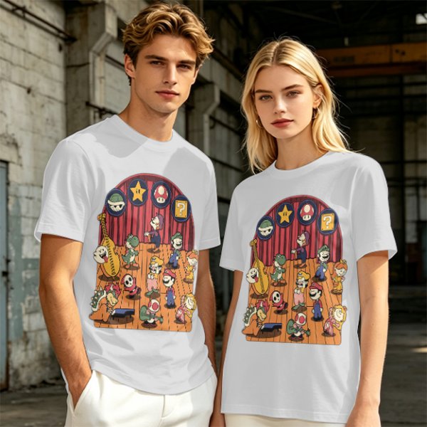 Nintendo Mario Characters Band Stage Graphic T-Shirt