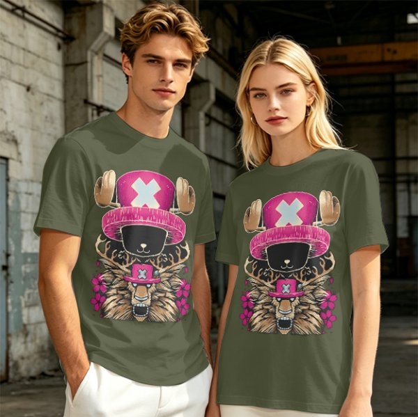 Olive T-Shirt with Tony Tony Chopper Lion Art Print