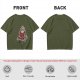 Olive T-shirt with Santa Claus on Skull Throne Graphic