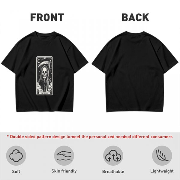 Olive T-shirt with The Death Tarot Card Grim Reaper Graphic