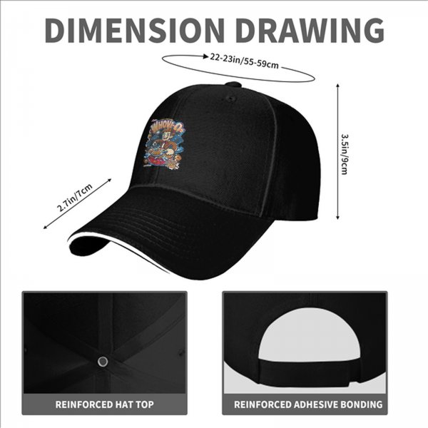 Black Baseball Cap With Whovio Cereal Themed Graphic Print