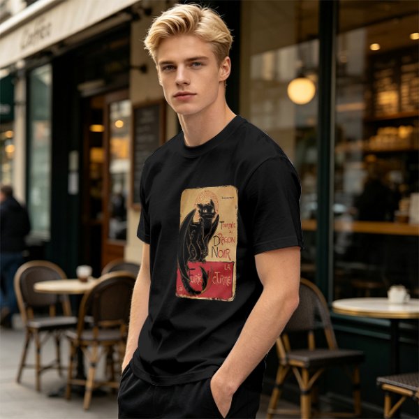 Olive t-shirt with vintage black dragon print design