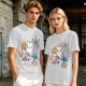 Olive T-Shirt With Cute Cats Enjoying Pizza And Snacks Print