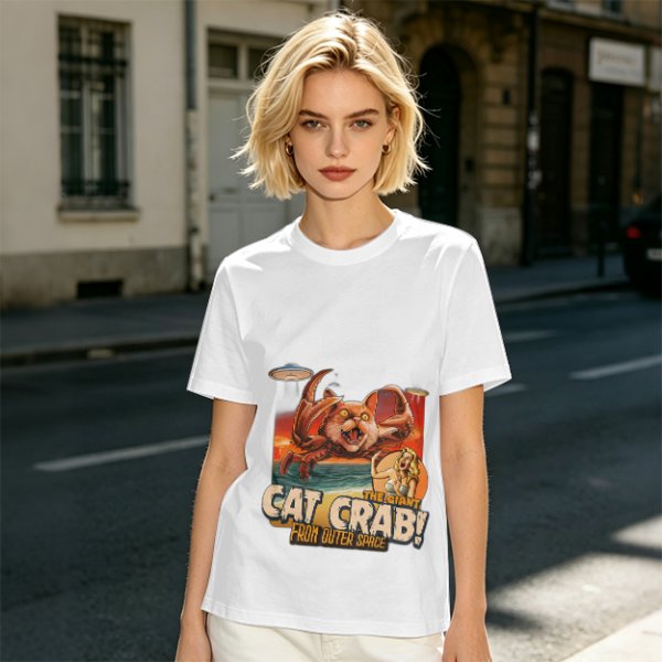 Olive T-Shirt Featuring The Giant Cat Crab From Outer Space Graphic