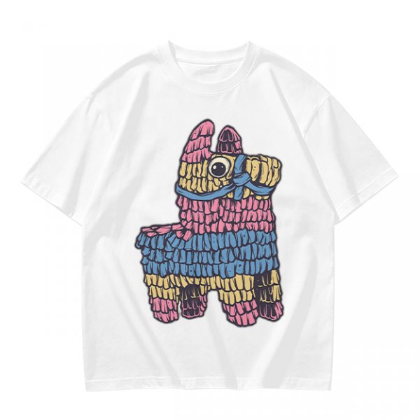 Olive T-Shirt With Colorful Donkey Pinata Graphic Print