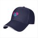 Black Baseball Cap With Blue Cat In Pink Heart Graphic