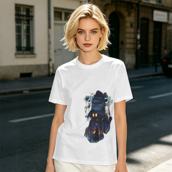 Olive T-Shirt With Dark Wizard Illustration And Japanese Text
