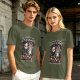 Olive graphic t-shirt with 'No longer fighting with my demons we're friends now' print