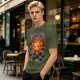 Olive t-shirt with Calcifer and soot sprites graphic print