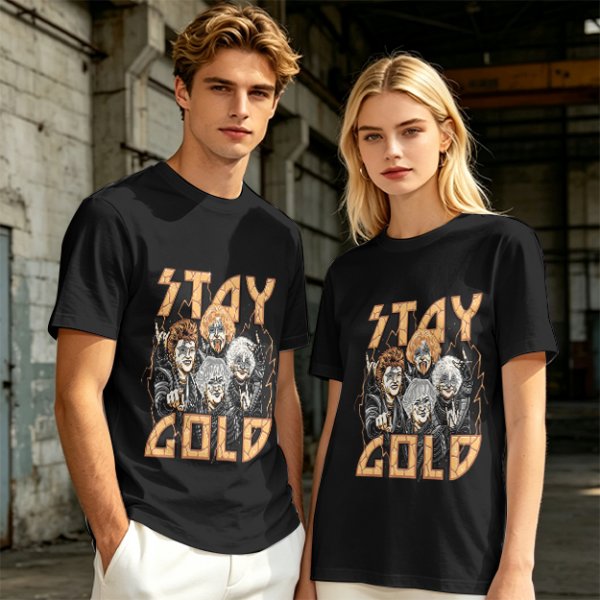 Olive Graphic T-Shirt with Stay Gold Rock Band Artwork