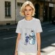 Olive T-Shirt with Mech Totoro and Girl at Bus Stop Print