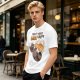Oversized olive t-shirt with raccoon drinking beer graphic