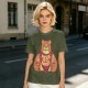 Olive T-Shirt With Happy Bear Holding Fork And Knife Here For Snacks Print