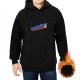 Black graphic hoodie with 'The Less You Know' retro star print