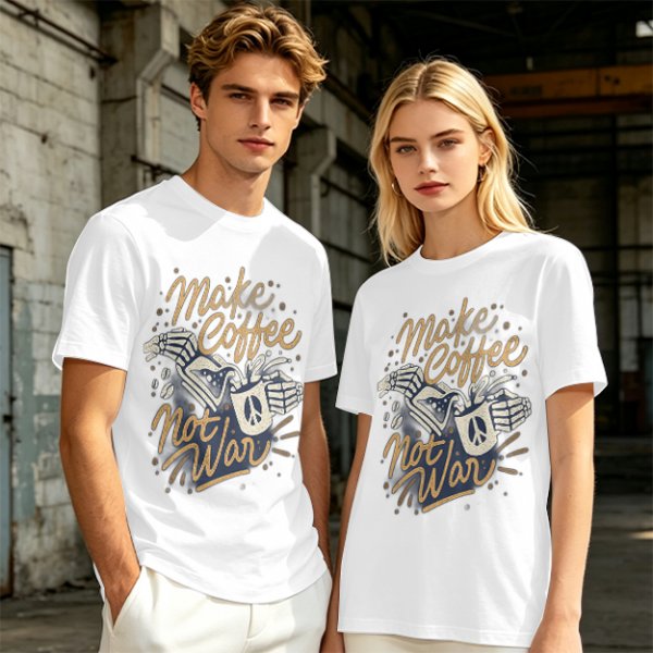 Make Coffee Not War Skeleton Hand Graphic T-Shirt
