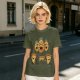 Olive T-Shirt With Angry Pineapple And Pizza Slice Cartoon Print
