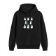 Black hoodie with cute white forest spirit character print