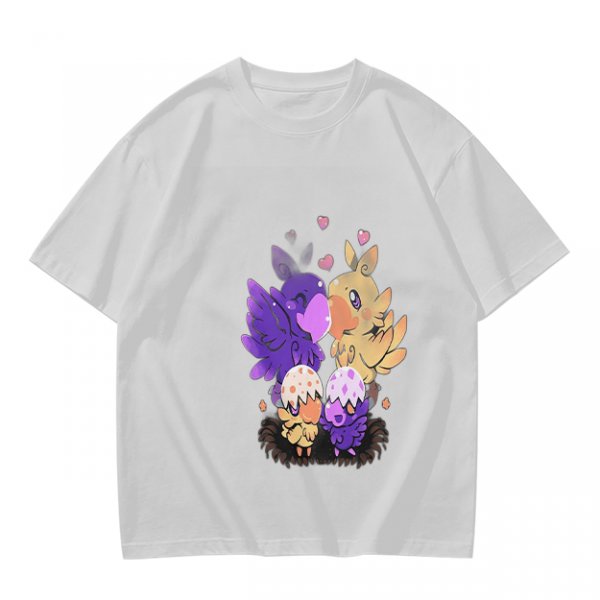 Olive T-Shirt With Cute Fantasy Bird Family Print