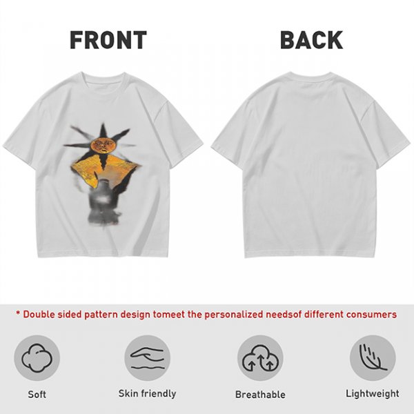 Olive Green T-Shirt With Sun And Dark Figure Graphic Print