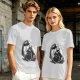 Olive t-shirt with Totoro and small spirits under full moon print