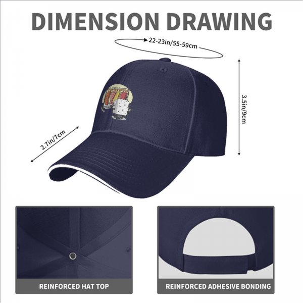 Black Baseball Cap With Funny Sushi Laundry Rack Graphic