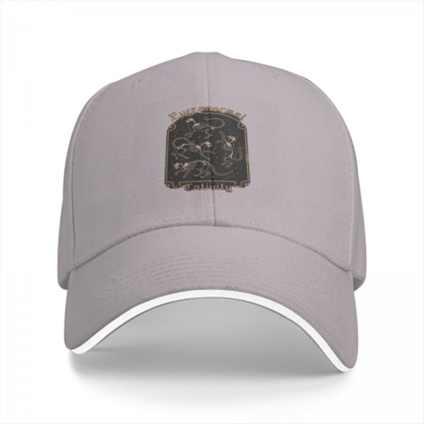 Black baseball cap with Purranormal Cativity cat skeleton graphic