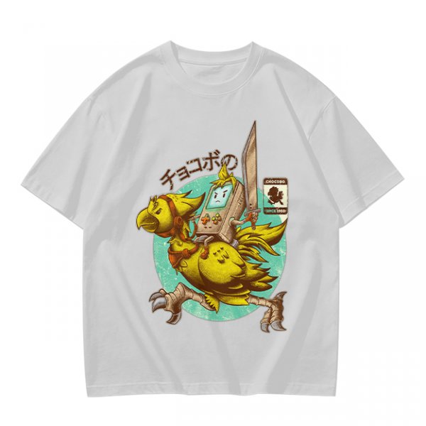 Chocobo Rider with Retro Game Character Graphic T-Shirt