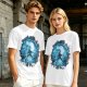 Olive T-Shirt With Blue Warrior Silhouette Graphic Print