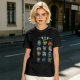 Olive Green T-Shirt With Fantasy Character Icons Print