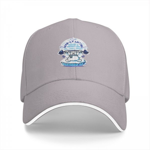 Black baseball cap with polar bear lifting barbell graphic