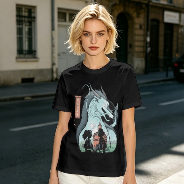 Anime Dragon and Girl Graphic Tee for Fantasy Fans