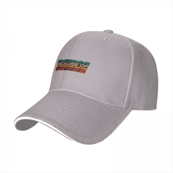 Black Baseball Cap With 'Functioning Because Of Coffee' Retro Text