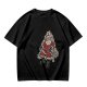 Olive T-shirt with Santa Claus on Skull Throne Graphic