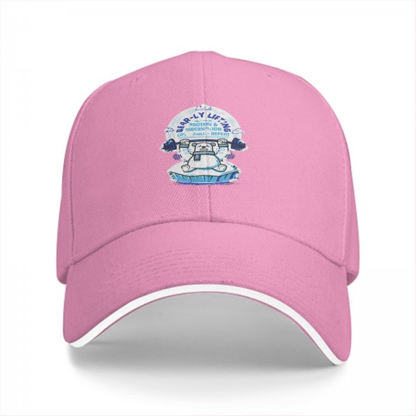 Black baseball cap with polar bear lifting barbell graphic