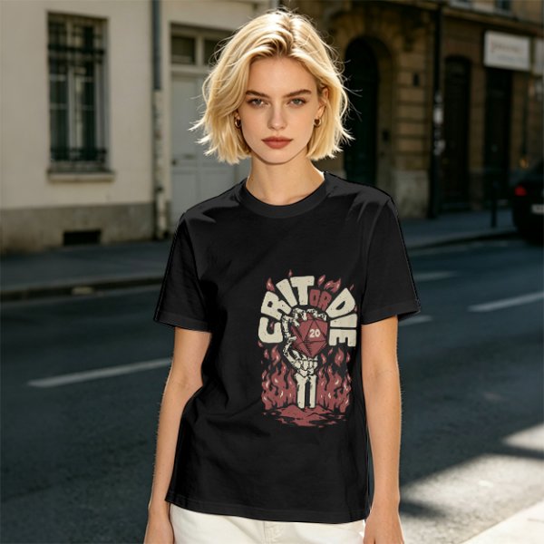 Olive Dungeons and Dragons Crit or Die Skeleton Hand D20 T-Shirt