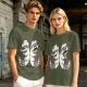 Olive T-Shirt With Two Sleepy Sky Bison Character Prints