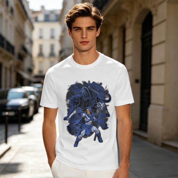 Olive T-Shirt with Skeletor Dark Fantasy Graphic Print