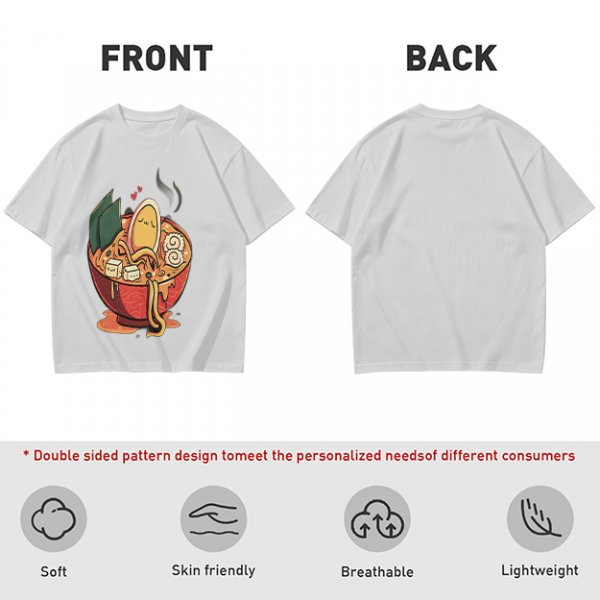 Olive T-Shirt With Cute Ramen Bowl Graphic Print