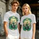 Olive Green T-Shirt With Fantasy Warrior Graphic Print