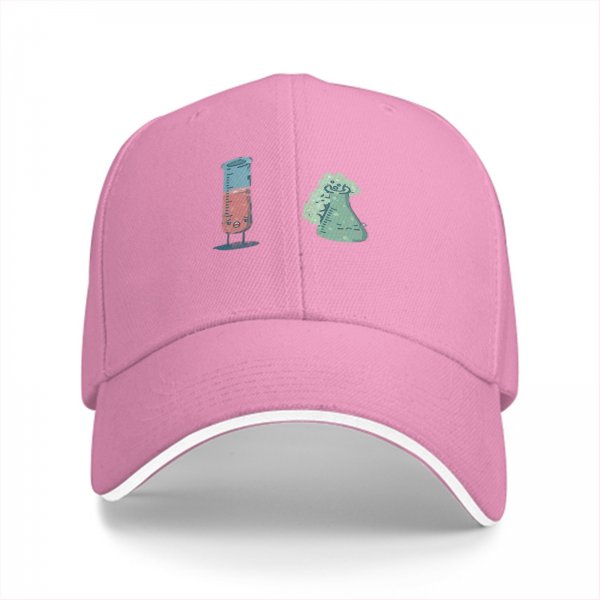 Black Baseball Cap With Cute Science Lab Beaker Print