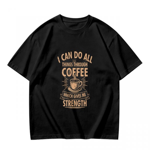 Olive t-shirt with coffee strength motivational print
