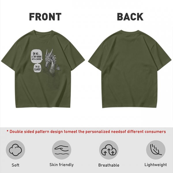 Olive Dragon Funny Sword Joke Graphic T-Shirt